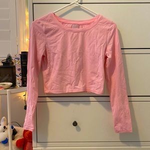 Pink Cropped Long Sleeve Shirt
